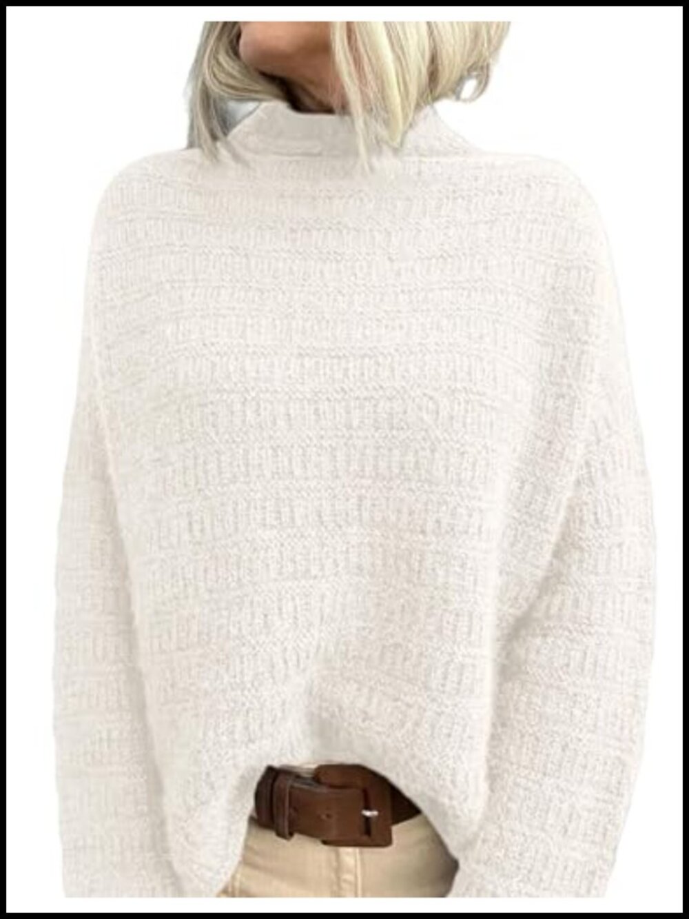 PRETTYGARDEN Women's Mock Neck Oversized Pullover Sweater Long Sleeve Knit